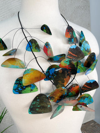 Kinetics Necklace, Sepia/Blue Splash