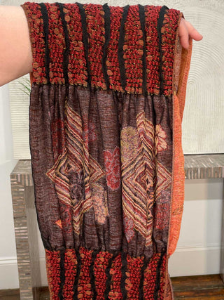 Tan's Pashmina Ruffle Shawl, Black Orange Multi - Statement Boutique