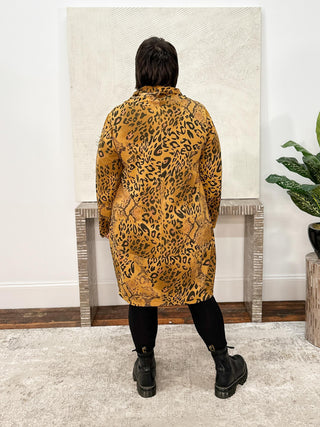 T by Transparente Animal Print Dress, Mustard - Statement Boutique