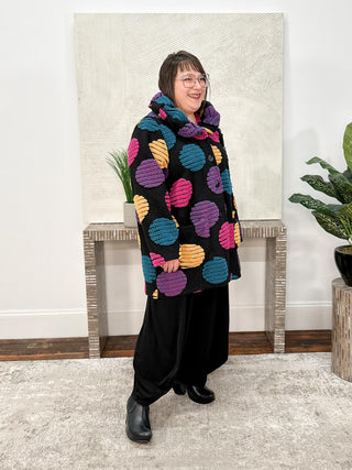 T by Transparente Circle Coat, Black/Multi - Statement Boutique