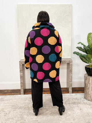 T by Transparente Circle Coat, Black/Multi - Statement Boutique