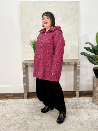 T by Transparente Hoodie Coat, Fuchsia/Black - Statement Boutique