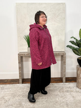 T by Transparente Hoodie Coat, Fuchsia/Black - Statement Boutique