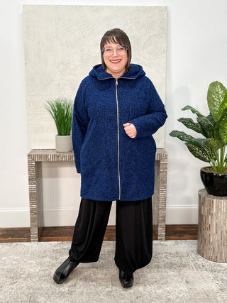 T by Transparente Hoodie Coat, Royal/Black - Statement Boutique