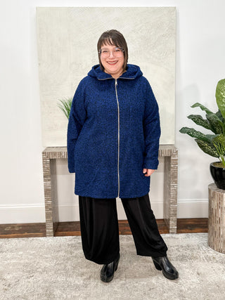 T by Transparente Hoodie Coat, Royal/Black - Statement Boutique