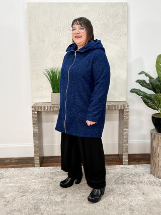 T by Transparente Hoodie Coat, Royal/Black - Statement Boutique