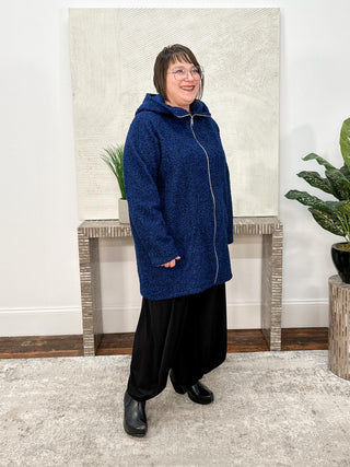 T by Transparente Hoodie Coat, Royal/Black - Statement Boutique