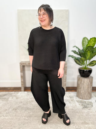 Vanite Couture Banded Hem Top, Black - Statement Boutique