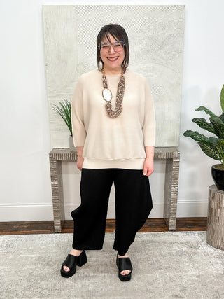 Vanite Couture Banded Hem Top, Cream - Statement Boutique