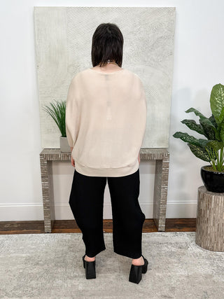 Vanite Couture Banded Hem Top, Cream - Statement Boutique
