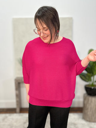 Vanite Couture Banded Hem Top, Rose - Statement Boutique