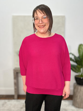 Vanite Couture Banded Hem Top, Rose - Statement Boutique