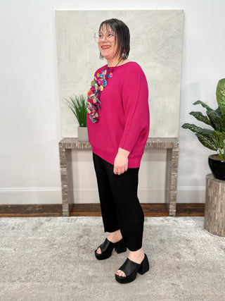 Vanite Couture Banded Hem Top, Rose - Statement Boutique