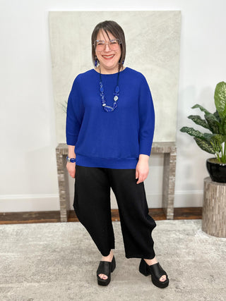 Vanite Couture Banded Hem Top, Royal - Statement Boutique