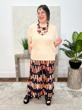 Vanite Couture Geometric Print Pant, Black/Orange Multi - Statement Boutique