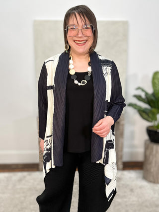 Vanite Couture Draped Jacket, Cream/Black - Statement Boutique