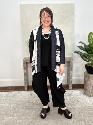 Vanite Couture Draped Jacket, Cream/Black - Statement Boutique