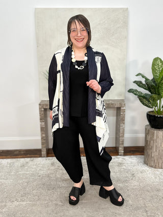 Vanite Couture Draped Jacket, Cream/Black - Statement Boutique