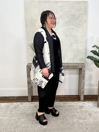 Vanite Couture Draped Jacket, Cream/Black - Statement Boutique