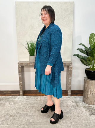 Vanite Couture Pucker Pleat Cover Up, Teal - Statement Boutique