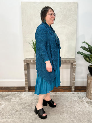 Vanite Couture Pucker Pleat Cover Up, Teal - Statement Boutique