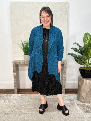 Vanite Couture Pucker Pleat Cover Up, Teal - Statement Boutique