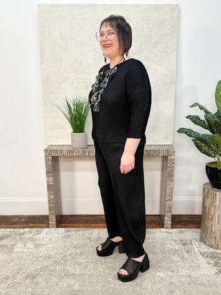 Vanite Couture Split Neck Top, Black - Statement Boutique