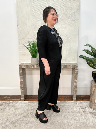 Vanite Couture Split Neck Top, Black - Statement Boutique