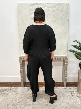 Vanite Couture Split Neck Top, Black - Statement Boutique