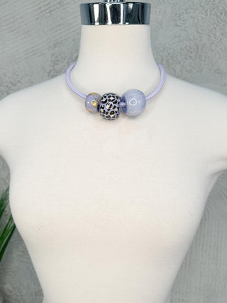 Zsiska Bliss 20" Long Cord & Mix Bead Necklace, Lavender/Multi - Statement Boutique
