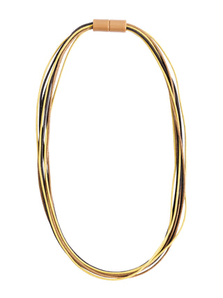 Zsiska Bliss 24" Long Wax Cords Necklace, Mustard/Black - Statement Boutique