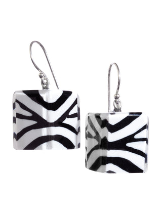 Zsiska Bliss Musee Zebra Cube Wire Drop Earrings, Black/White - Statement Boutique