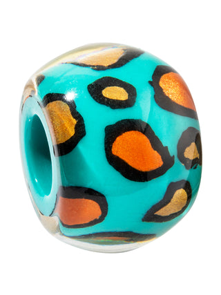 Zsiska Bliss Musee Large Leopard Bead, Turquoise/Orange - Statement Boutique