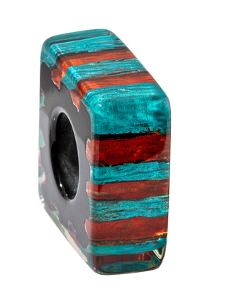 Zsiska Bliss Musee Square Striped Bead, Turquoise/Orange - Statement Boutique