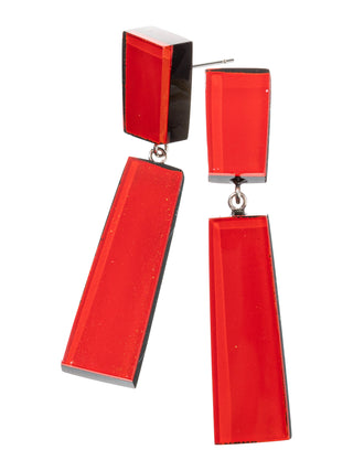 Zsiska Bliss Retro Post Drop Earrings, Red - Statement Boutique