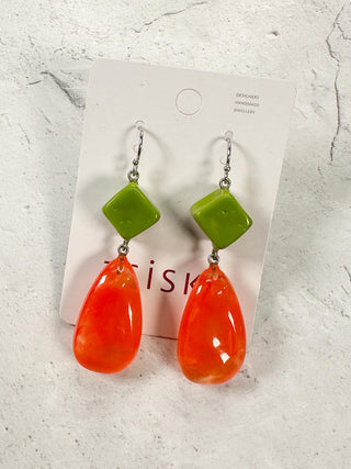 Zsiska Casbah Drop Earrings, Orange/Green - Statement Boutique