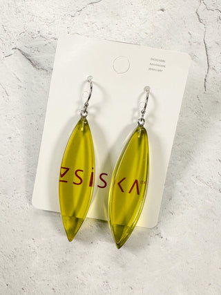 Zsiska Colorful Statement Almond Shaped Drop Earrings, Lime - Statement Boutique