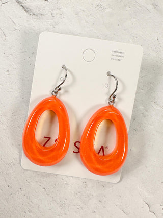 Zsiska Colorful Statement Oval Wire Drop Earrings, Orange - Statement Boutique