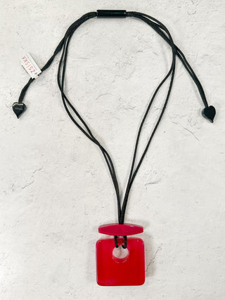 Zsiska Colorful Statement Square Pendant Necklace, Fuchsia - Statement Boutique