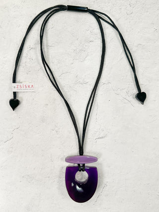 Zsiska Colorful Statement U Shape Pendant Necklace, Purple - Statement Boutique