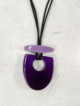 Zsiska Colorful Statement U Shape Pendant Necklace, Purple - Statement Boutique