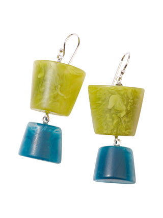 Mika 2 Bead Drop Earrings, Teal Mix
