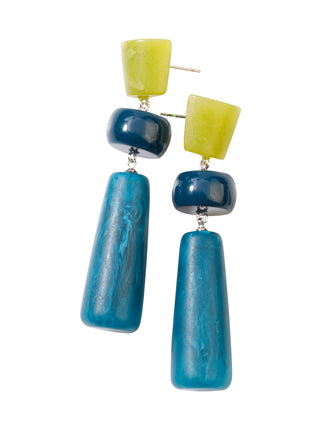 Mika 3 Bead Drop Earrings, Teal Mix