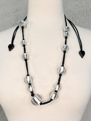 Zsiska Precious Mixed Bead Adjustable Necklace, Silver - Statement Boutique