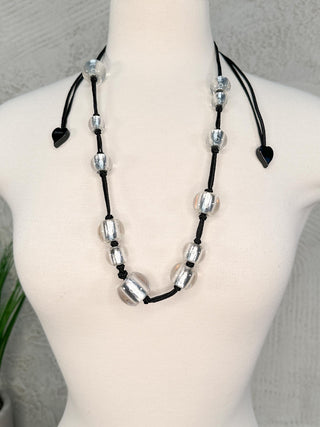 Zsiska Precious Mixed Bead Adjustable Necklace, Silver - Statement Boutique