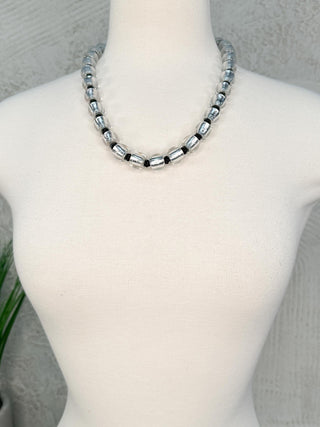 Zsiska Precious Short Toggle Necklace, Silver - Statement Boutique