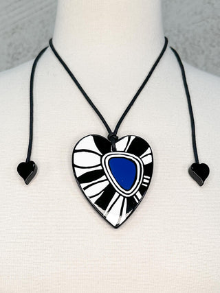 Zsiska Prima Heart Artist Pendant Necklace, Petals/Blue - Statement Boutique