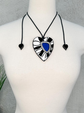 Zsiska Prima Heart Artist Pendant Necklace, Petals/Blue - Statement Boutique
