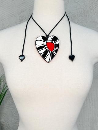 Zsiska Prima Heart Artist Pendant Necklace, Petals/Red - Statement Boutique