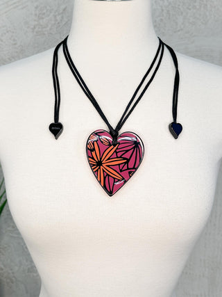 Zsiska Prima Heart Flower Pendant Necklace, Orange/Pink - Statement Boutique